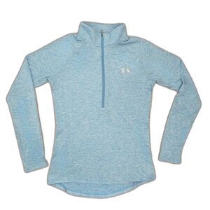 Under Armour half zip athletic top S blue space dye Heatgear